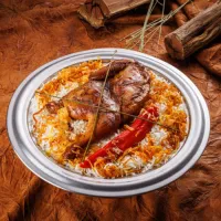 نص دجاج مدخن أرز مزة ابيض